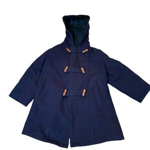 Vintage Duffle Coat IMP Originals Size 8 Navy Blue Wool Blend UNISEX Preppy